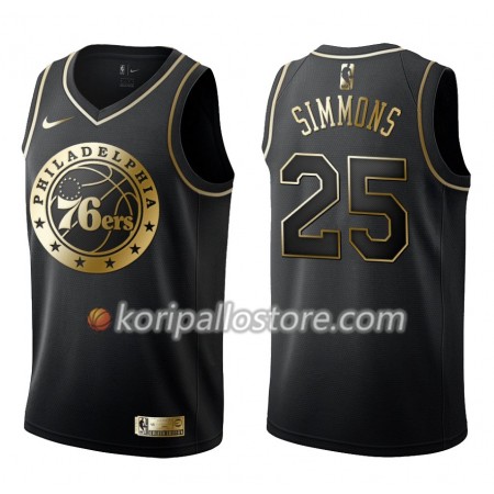 Philadelphia 76ers Ben Simmons 25 Nike Musta Golden Edition Miesten Pelipaidat Swingman 